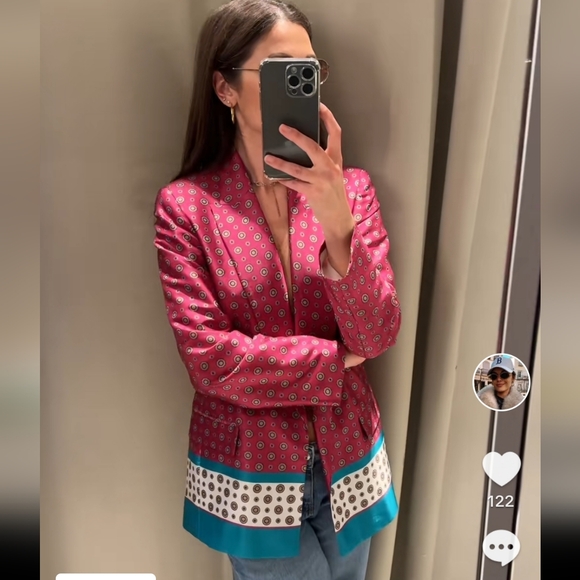 BNWT! Zara Printed satin blazer - Picture 5 of 7